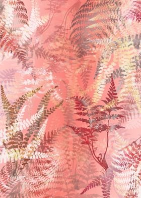 Elegant Coral Gold Ferns 