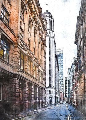 Manchester city watercolor