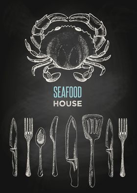 Seafood house blackboard