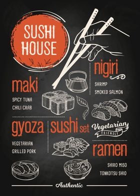 Sushi house blackboard