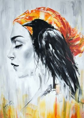 Woman with a Crow portrait