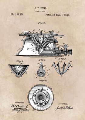 patent Pond gas stove 1887