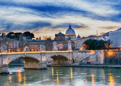 Tiber Bridge Rome Italy