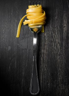 Fork with fettuccine 
