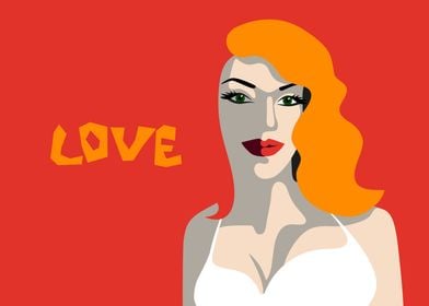 Red hair woman Pop art