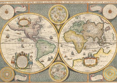 Old Map of the World 1642