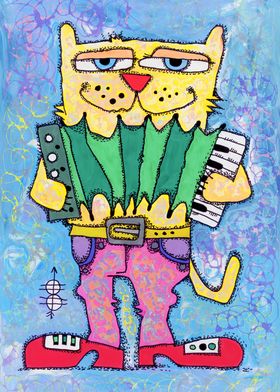 Cat with accordion