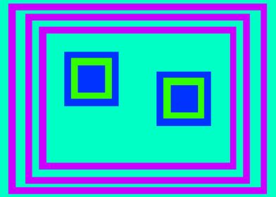 Two Blue Green Squares