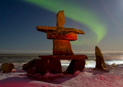 Northern lights and inuksh