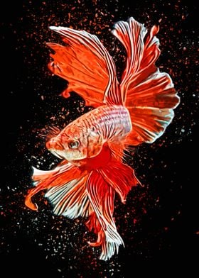 Charming Red Betta Fish