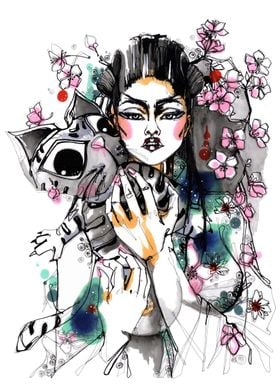 Geisha with tomcat