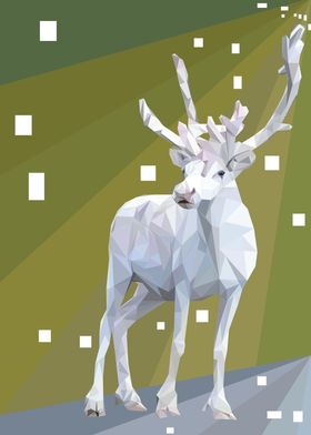 White reindeer in lowpoly