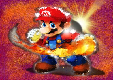 Mario splatter watercolor