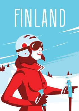 Finland ski travel poster 