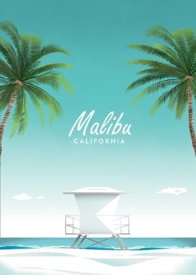 Malibu CA  travel poster