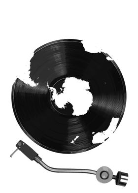 Antarctica map on vinyl