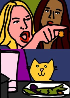 Woman yelling at a cat 