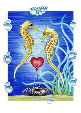 Two Seahorses in Love