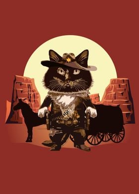 Cowboy Cat Illusrtation