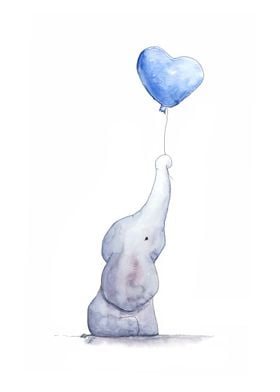Elephant With Balloon Poster By Bunte Galerie Displate