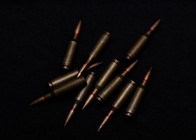 Rifle ammo on black