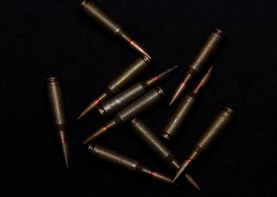 Rifle ammo on black