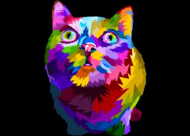 Colorful Geometric Cat