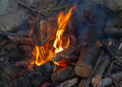 campfire at dusk wood