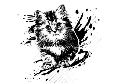 cat ink vector art