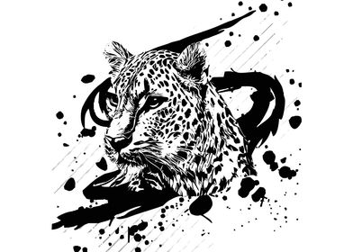 leopard ink vector art