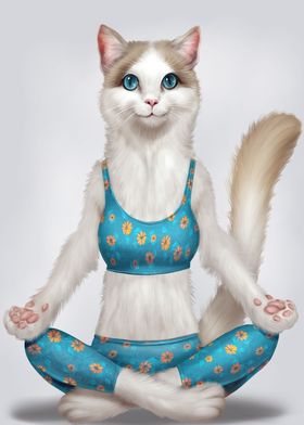 cute ragdoll yoga cat