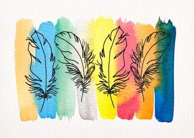 Stripe rainbow feathers