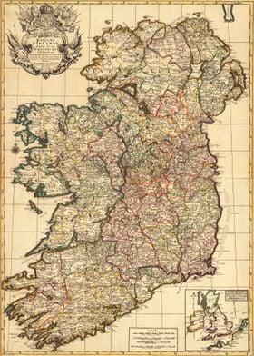 Ireland Old Map 1708