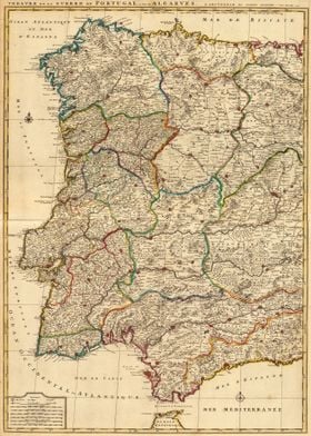 Portugal Old Map 1708