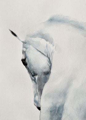 White Horse Watercolor