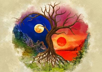 Yin Yang Tree Landscape