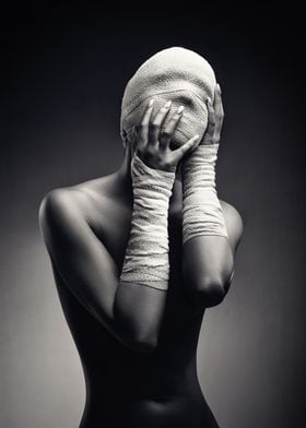 Woman in bandages