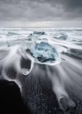 Ice blocks in the surf