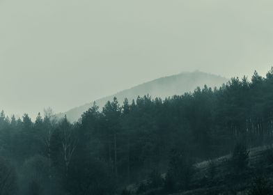 Dramatic fog mountain