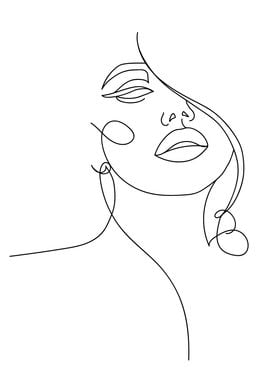 Woman Face Line Drawing