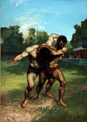 The Wrestlers by Courbet