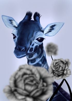 Blue baby giraffe