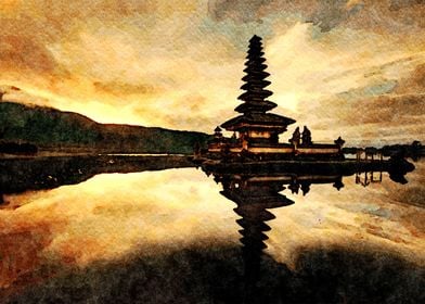 Bali Temple Silhouette