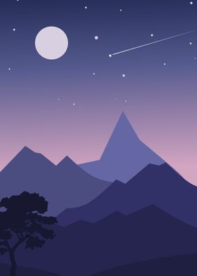Mountain Landscape at nigh