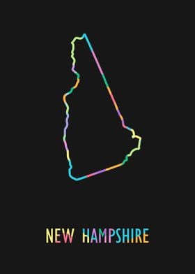 New Hampshire Map Black