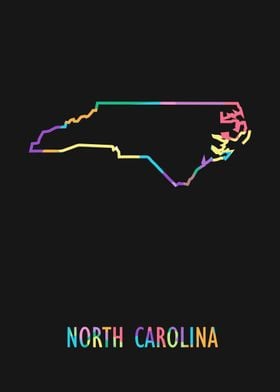 North Carolina Map Black