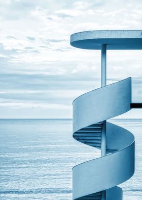 Abstract stair with sea