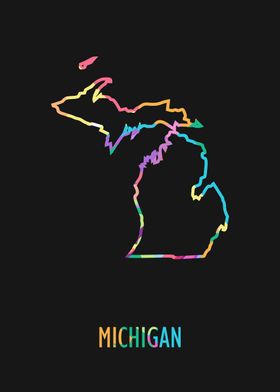 Michigan Map Black