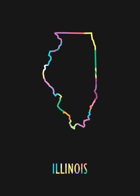 Illinois Map Black