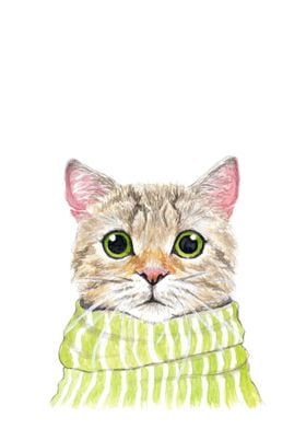 Cute funny cat with scarf